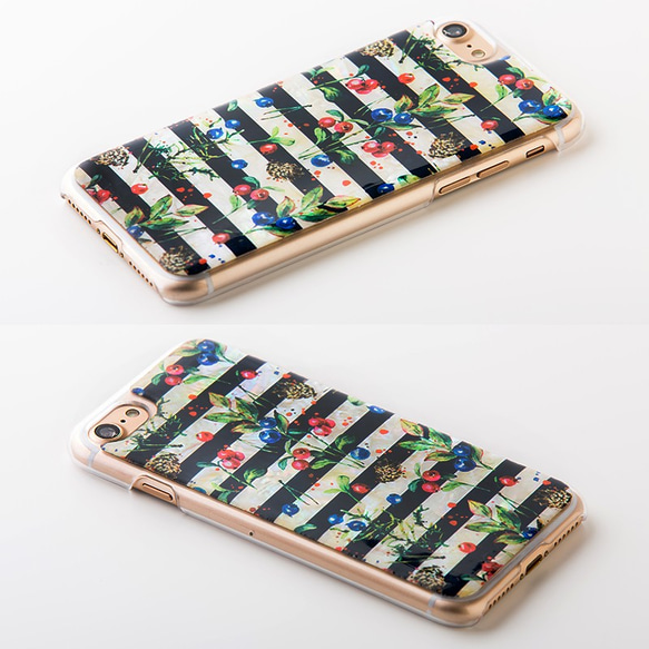 【6/30販売終了】天然貝ケース★Xperia/Galaxy/iPhone（パリの朝摘みベリー）螺鈿アート 4枚目の画像