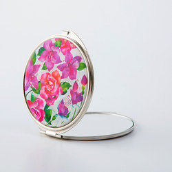 天然貝殼緊湊型鏡子（玫瑰，紫紅色，杜鵑花花語）&lt;春季藝術&gt; 第1張的照片