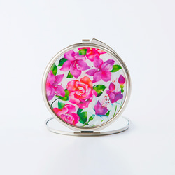 天然貝殼緊湊型鏡子（玫瑰，紫紅色，杜鵑花花語）&lt;春季藝術&gt; 第4張的照片