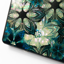 天然貝類手機電池★天然貝殼×鋼化玻璃（花卉圖案）螺旋藝術 第2張的照片