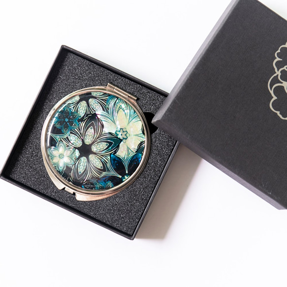 天然貝殼小巧鏡子（花朵圖案）貝殼/Raden Art | 推薦作為聖誕禮物/禮物 第1張的照片