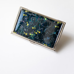 [限量再次上架]天然貝殼名片盒（可愛貓/海軍藍）貝殼/珍珠母藝術 | 推薦作為禮物 第2張的照片
