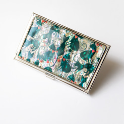 [限量再次上架]天然貝殼名片盒（可愛貓綠）貝殼/珍珠母藝術 | 推薦作為禮物 第2張的照片
