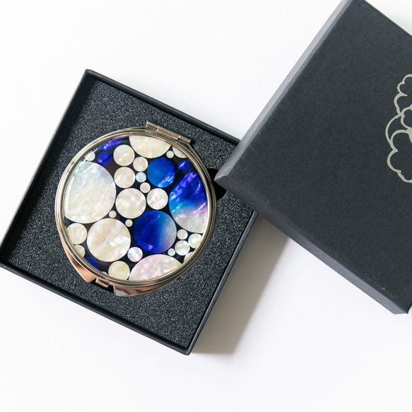 天然貝 コンパクトミラー（ プラネットロンド ）｜ シェル 螺鈿