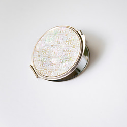 天然貝 コンパクトミラー （花菱）シェル・螺鈿アート｜プレゼント・ギフトにおすすめ 2枚目の画像