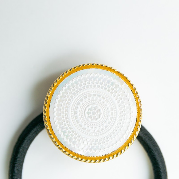 天然貝殼緊湊型鏡子和髮膠套（白色蕾絲）螺旋藝術[兼容禮品包裝] 第7張的照片