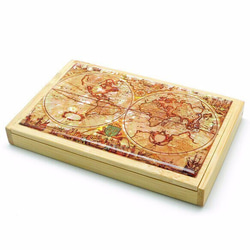 天然貝 竹製名刺カードケース（世界地図）＜螺鈿アート＞ 2枚目の画像