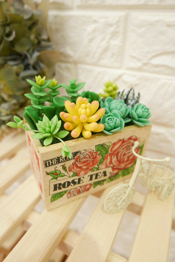 Rose Box Delight - Clay Succulents 1枚目の画像