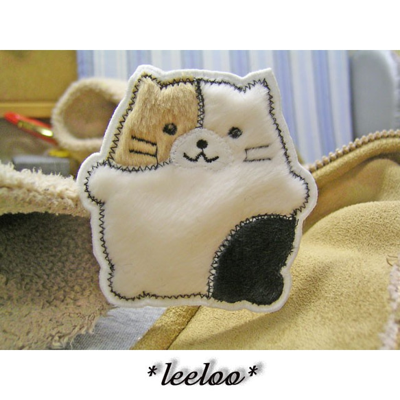 ★おでぶな三毛猫★アップリケ刺繍★ワッペン★ 1枚目の画像