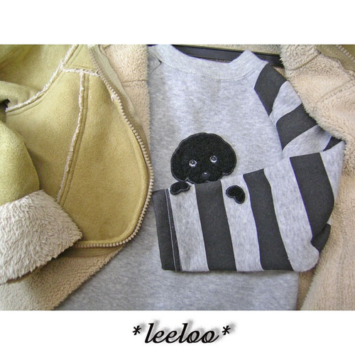 プードルワッペン付きカーディガン Denim rose（デニムローズ