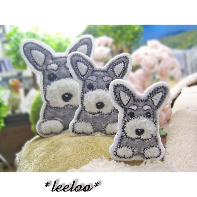 ★ミニチュアシュナウザー★もこもこワッペン★大中小3枚セット