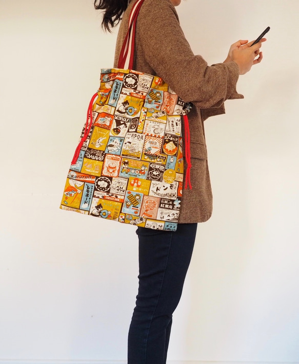 手作りのキャンバストートバッグ ショッピングバッグ お買い物バッグ