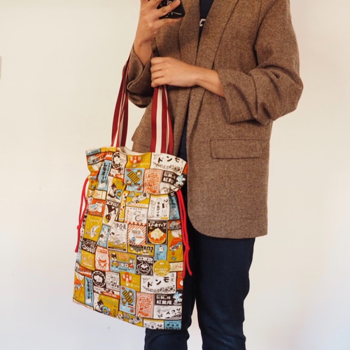 手作りのキャンバストートバッグ ショッピングバッグ お買い物バッグ