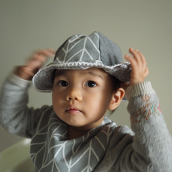 Sunflower 手作灰色北歐風格圖案帽子圍巾套裝 第2張的照片