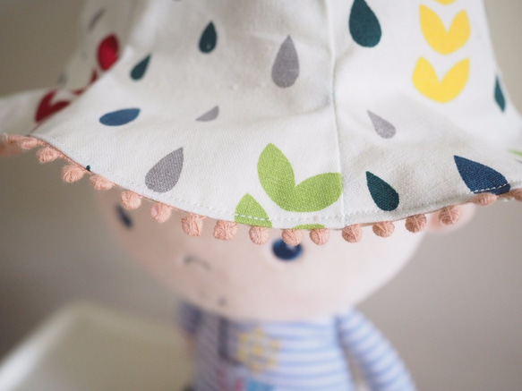 手工製作雙面防風防曬棉質帽子 適合成人小孩嬰兒 北歐簡約風彩色水滴圖案 第3張的照片