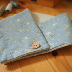 粉藍清雅小花夾棉保暖嬰兒/小童圍巾 第4張的照片