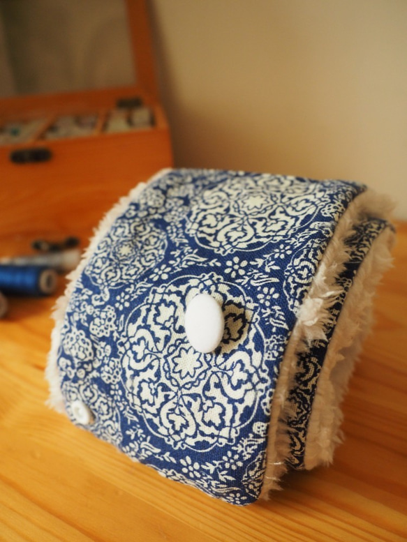 ヘアピン付け帽子セット / 綿キルティングマフラー 4枚目の画像
