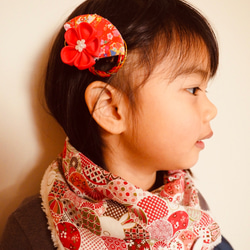 手工製作 嬰兒女童和風日式紅色櫻花頭飾 第2張的照片