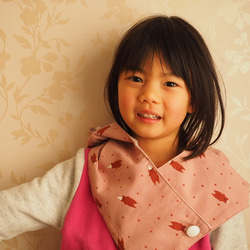 手作粉紅小熊圖案 保暖圍巾連帽子 可做嬰兒小孩成人尺寸 第3張的照片