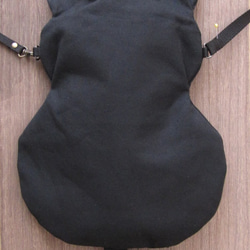 雨傘・日傘/ペットボトル・水筒が入る帆布の♦猫形サコッシュ（黒） 10枚目の画像