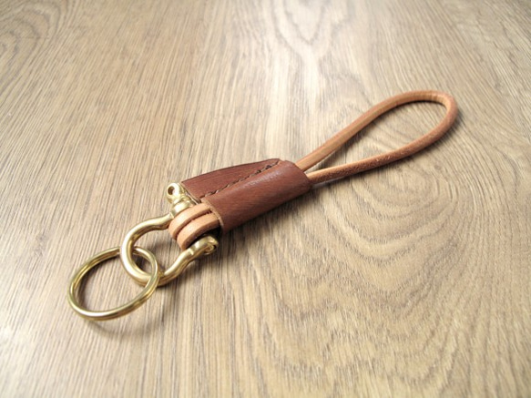 原始風皮革味x皮革鑰匙扣（淺褐色） 第2張的照片