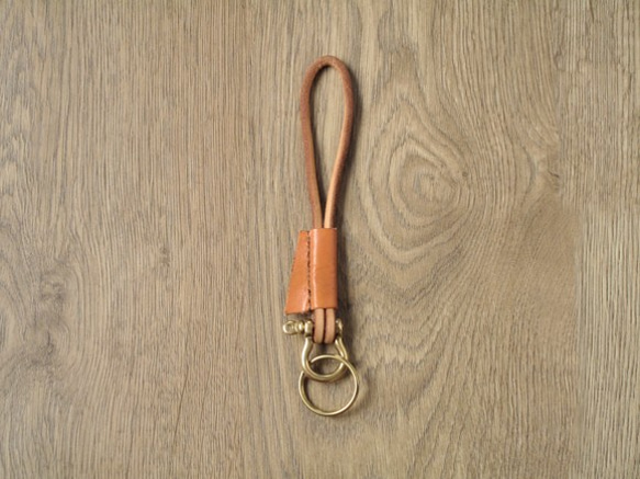 原始風x皮革鑰匙扣的皮革味道（橙色） 第2張的照片