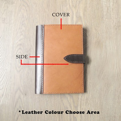 牛革ノートBOOK A6サイズ 色に組み合 x 革手帳簿（黑/棕/青/淺粉/粉/緑/淺いぜ）（無料客制化の印判） 3枚目の画像