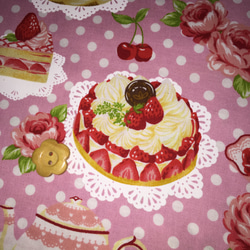 ケーキ柄コットン生地 3枚目の画像