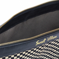 Graphic Textile mix Leather Clutch Bag│Chessboard II 第3張的照片