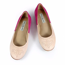 Brogue Ballet Flats W1042A Ivory Fuxia 第3張的照片