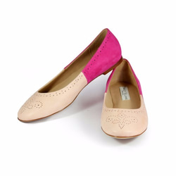 Brogue Ballet Flats W1042A Ivory Fuxia 第4張的照片