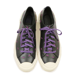 Polka Stitch M1183 BlackPurple Leather Sneaker 第2張的照片