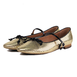 Galaxy W1073 Gold Leather Flats 第1張的照片