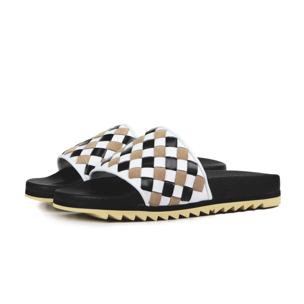 SweetVillansM1210モザイクスパークリングレザーウーブンサンダルベージュホワイトブラック