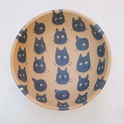 練込飯椀/黒猫(黄) 3枚目の画像