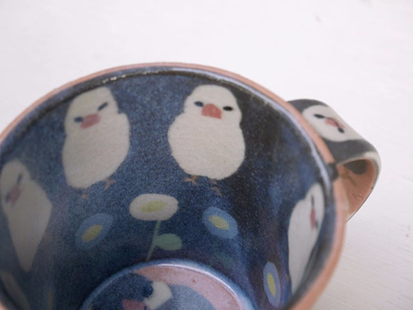 B品★二重/練込マグ/文鳥(ピンク)B5 7枚目の画像