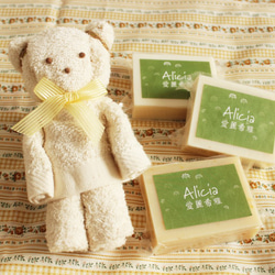 [愛麗希雅] 寶寶彌月手工皂禮-無染亞麻熊 第1張的照片