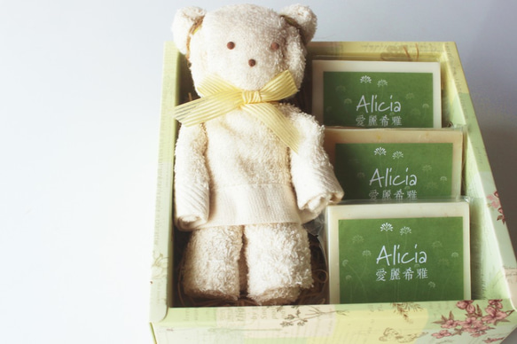 [愛麗希雅] 寶寶彌月手工皂禮-無染亞麻熊 第2張的照片
