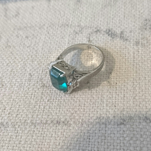 一粒グリーン 千本透かし ヴィンテージ リングNo.417 指輪・リング