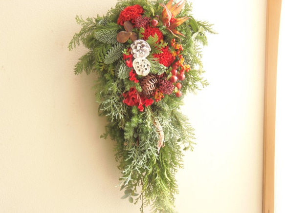 クリスマスが待ち遠しいワクワクポインセチアクリスマスリース