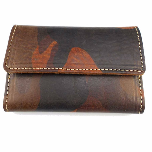 送料無料 高級 ヌメ革 イタリアンレザー 迷彩 カモフラージュ 柄 名刺