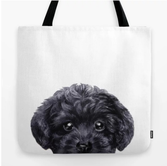 Big Size.トイプードル黒オリジナルイラスト両面ぷりんとトートバッグ