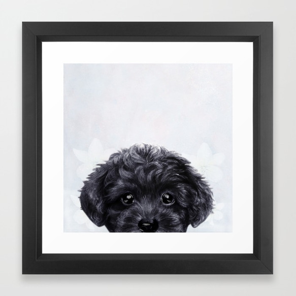貴賓犬黑色印花藝術與框架黑色 第1張的照片