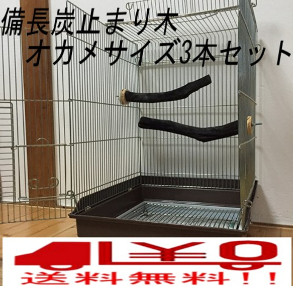 備長炭止まり木 オカメインコサイズ 3本セット 送料込み 備長炭止まり木 オカメインコサイズ 3本セット 送料込み