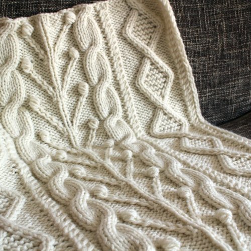 手編み アラン模様のニットブランケット その他インテリア雑貨 はる