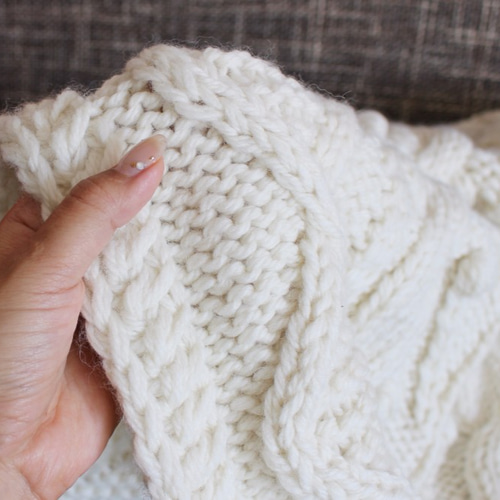 手編み アラン模様のニットブランケット その他インテリア雑貨 はる