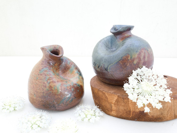 陶器 花瓶2個と皿1枚 セット