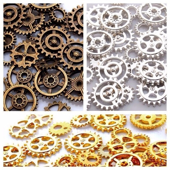 歯車パーツ 【3色90個 アソート福袋】 ゴールド シルバー アンティーク