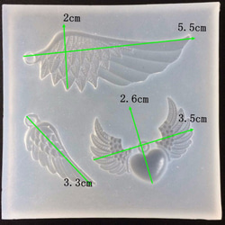 シリコンモールド s-01 翼 シリコン型 型 レジン パーツ アクセサリー 素材 羽 羽根 2枚目の画像