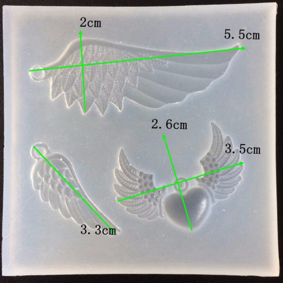 シリコンモールド s-01 翼 シリコン型 型 レジン パーツ アクセサリー 素材 羽 羽根 2枚目の画像